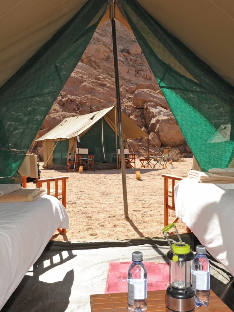 Luxury tents on the edge of the desert